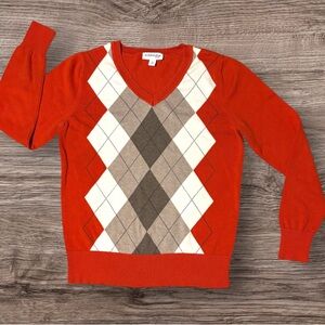 Vintage 90s St. John's Bay Red Argyle V-
Neck Sweater